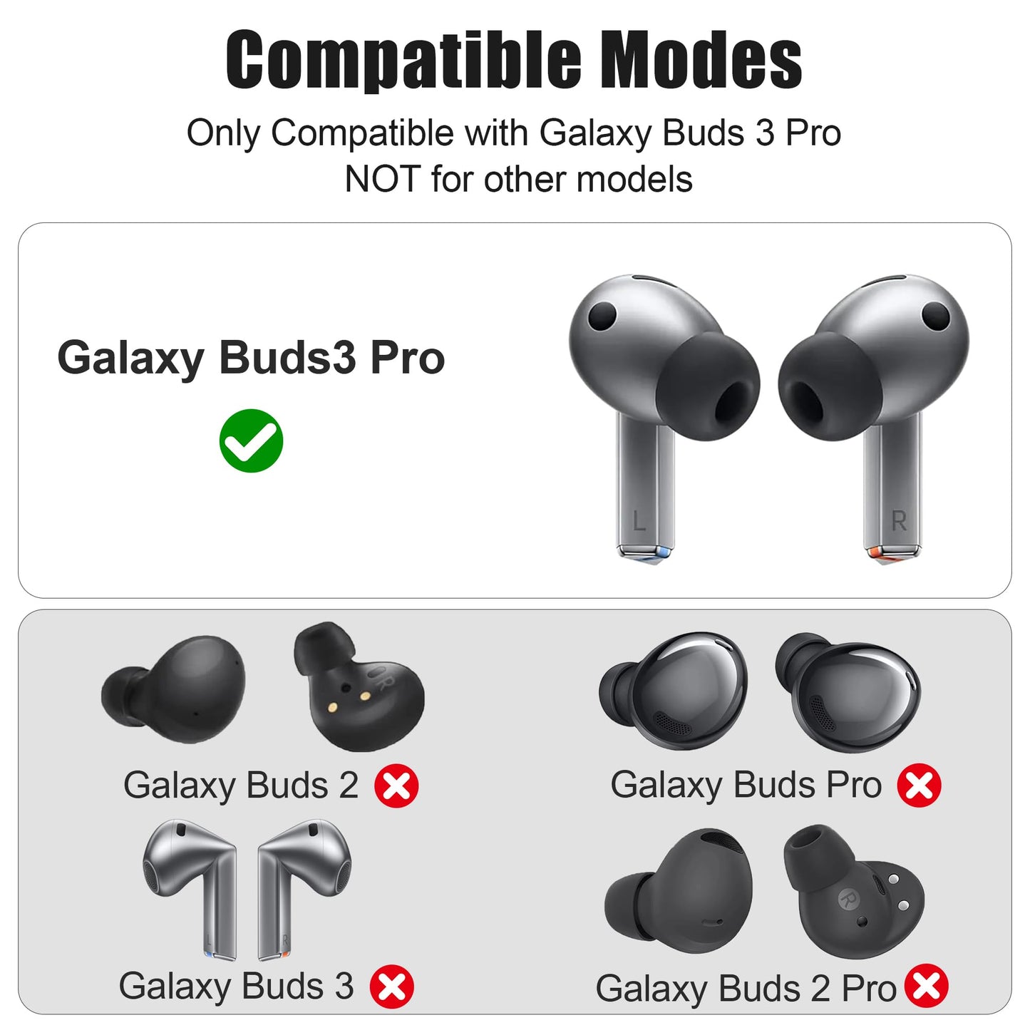 Ear Tips for Galaxy Buds 3 Pro - Silicone Earbuds for Samsung Buds Pro 3, Compatible with Samsung Galaxy Buds Pro Replacement Accessories, L/M/S (3