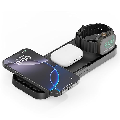 NOCO XGrid XDP3: 3-in-1 Wireless Charging Pad - Charging Station for iPhone, Apple Watch, and AirPods - MagSafe Compatible, Qi2 Certified - Includes