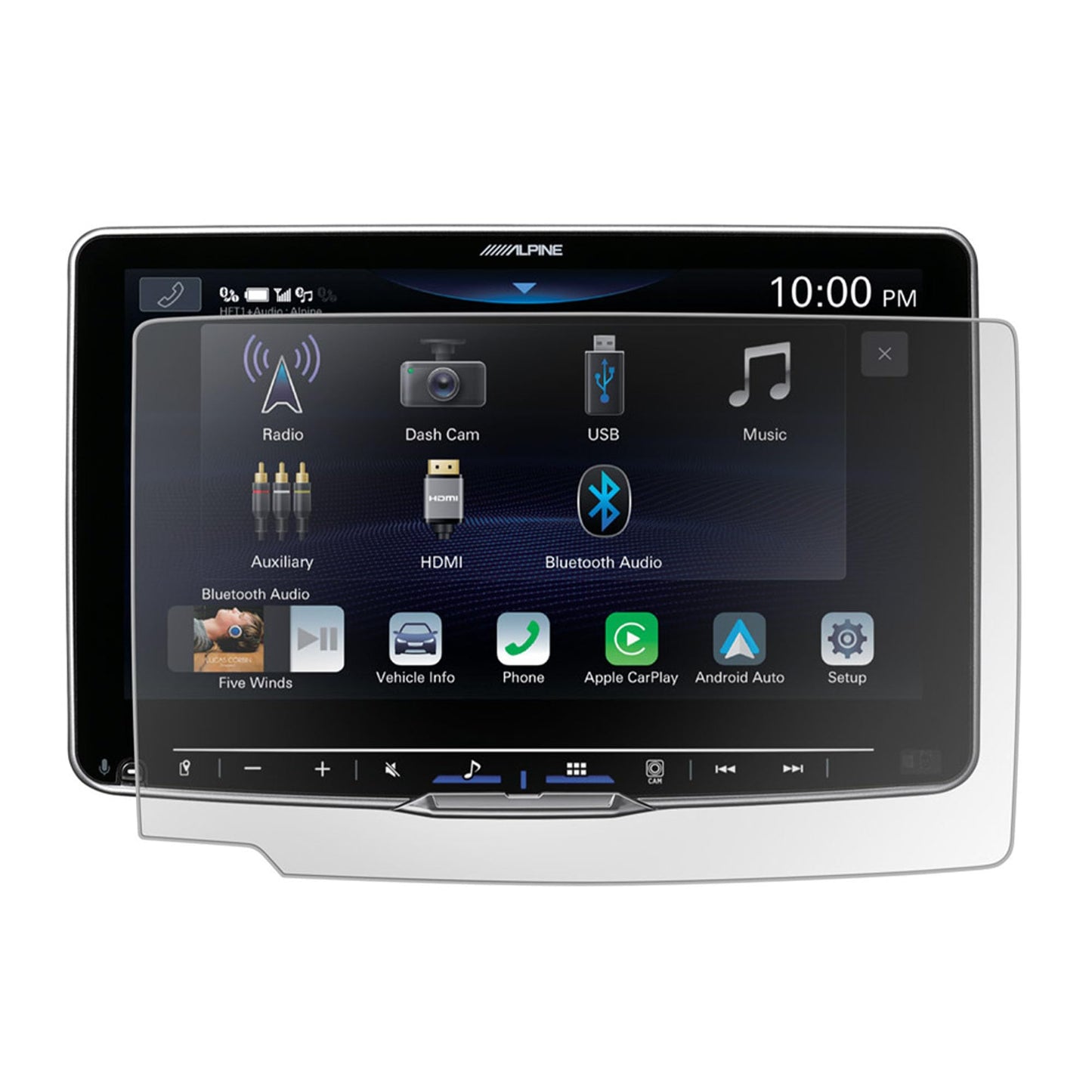 Alpine KAE-HF9DA Anti-Reflective Screen Protector for iLX-F509 & RUX-H02 Next-Gen Remote Bass Knob for Halo Display