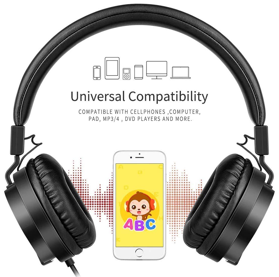 gorsun Kids Headphones, Lightweight Stereo Wired Toddler Headphones，Adjustable Headband Children's Headset for Smartphones Computer Pad…