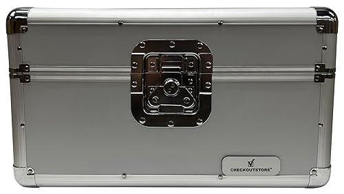 CheckOutStore Silver Aluminum 7" 45 RPM Record Storage Box (Holds Up to 200 Records)
