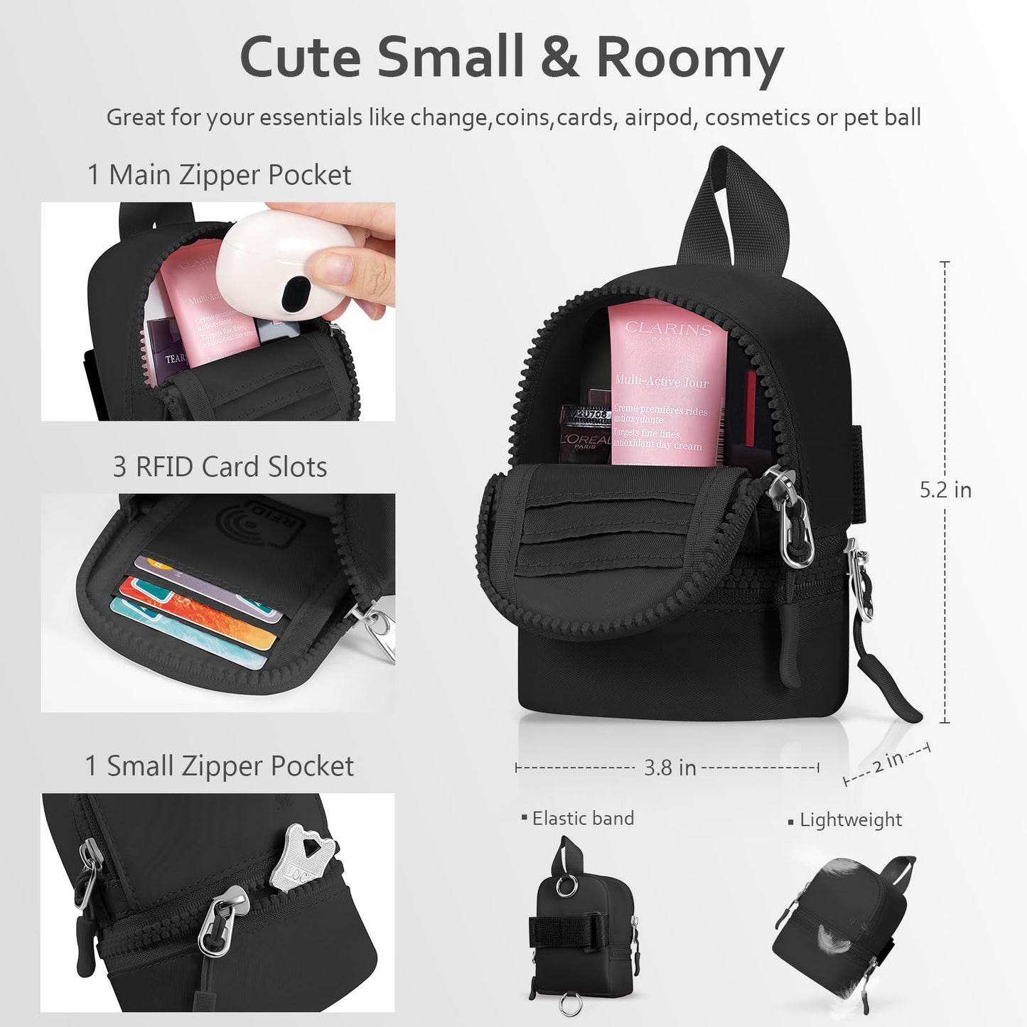 Xebslyti Phone Lanyard Clip and Go Strap for Phone with Crossbody Detachable RFID Mini Backpack Keychain Wristlet Pouch Adjustable Phone Strap