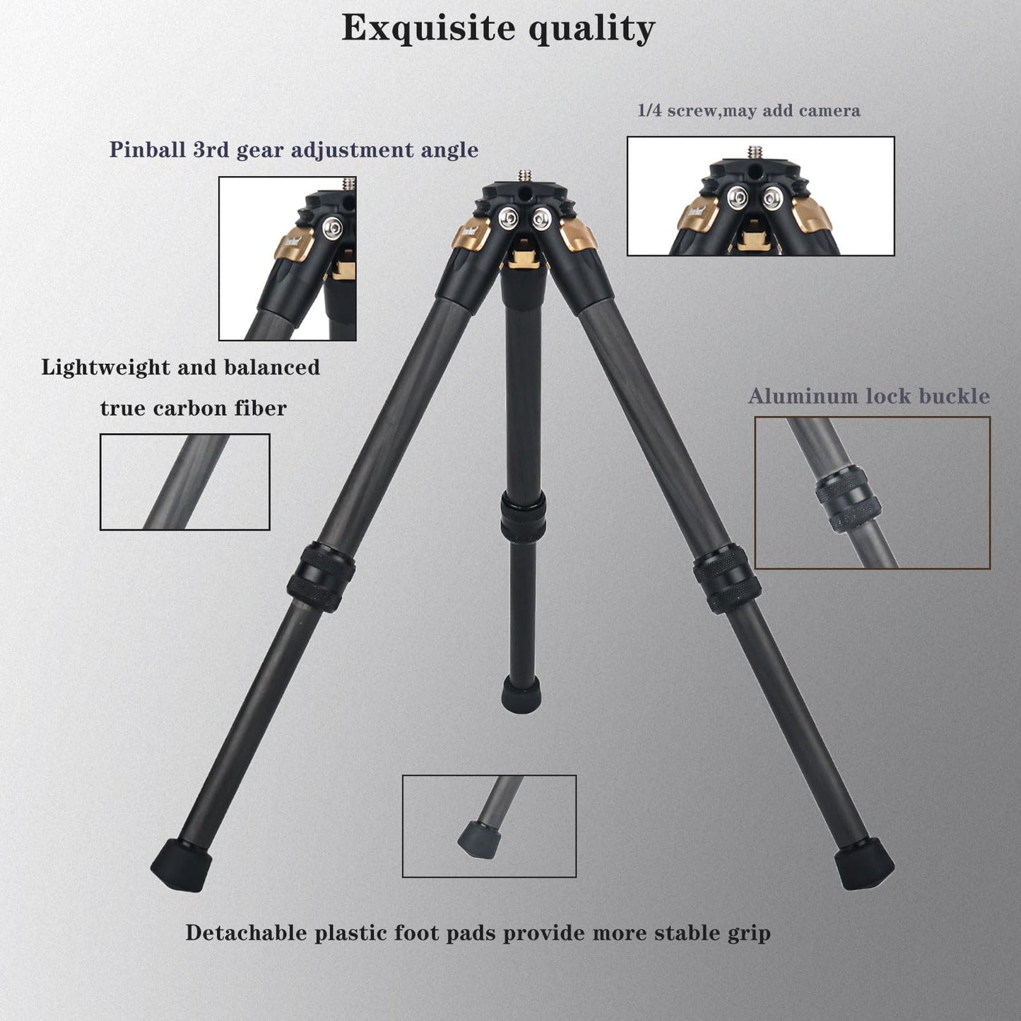Liuliron Table Desk Carbon Fiber 3model Micro Desktop Mini Tripod for Insta360 Insta 360 X5 X4 X3 X2 R X GO 2 one R RS Camera Accessories (Gold)
