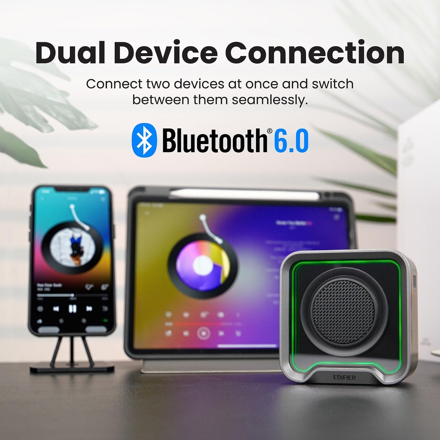Edifier Portable Bluetooth Speaker, IP67 Waterproof and Dustproof with Deep Bass, Built-in Microphone 12H Playtime Bluetooth 6.0, Ambient Light