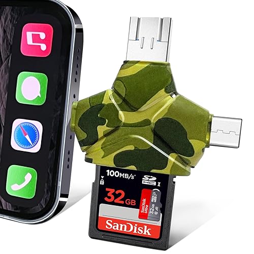 JOZDAUP SD/Micro SD Card Reader for iPhone/iPad/Android/Mac/Computer/Camera, 4 in 1 Triangle Portable Memory Card Reader, Compatible with TF