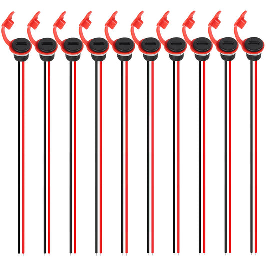DWEII 10PCS Type-C 2 Pin Wire Female Chassis Waterproof Jack Connectors 3A USB C Pigtail Cable Extension Socket Plug Connector for DIY