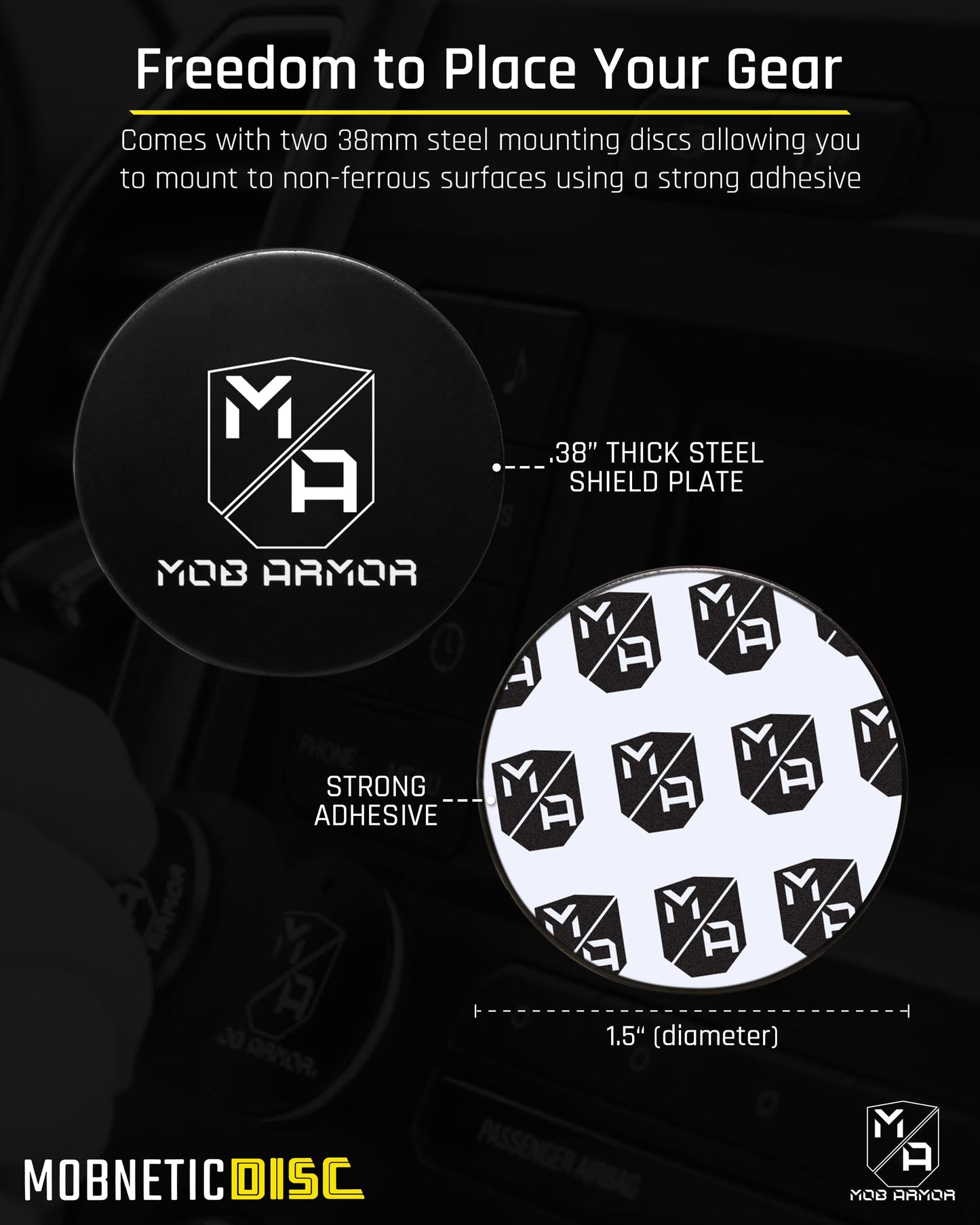 Mob Armor Magnetic Phone Mount Plates - Strong Adhesive Steel Discs for MobNetic Maxx & Mob Magnetic Car Mounts, Compatible with Phone Magnet Plates