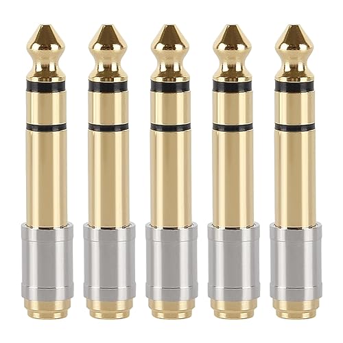 5Pcs 6.5mm 1/4" to 3.5mm 1/8" Audio Adapter Gold Plated Screw-On Stereo Adapter 6.35mm for Electronic Piano Microphone Adapter