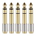 5Pcs 6.5mm 1/4" to 3.5mm 1/8" Audio Adapter Gold Plated Screw-On Stereo Adapter 6.35mm for Electronic Piano Microphone Adapter