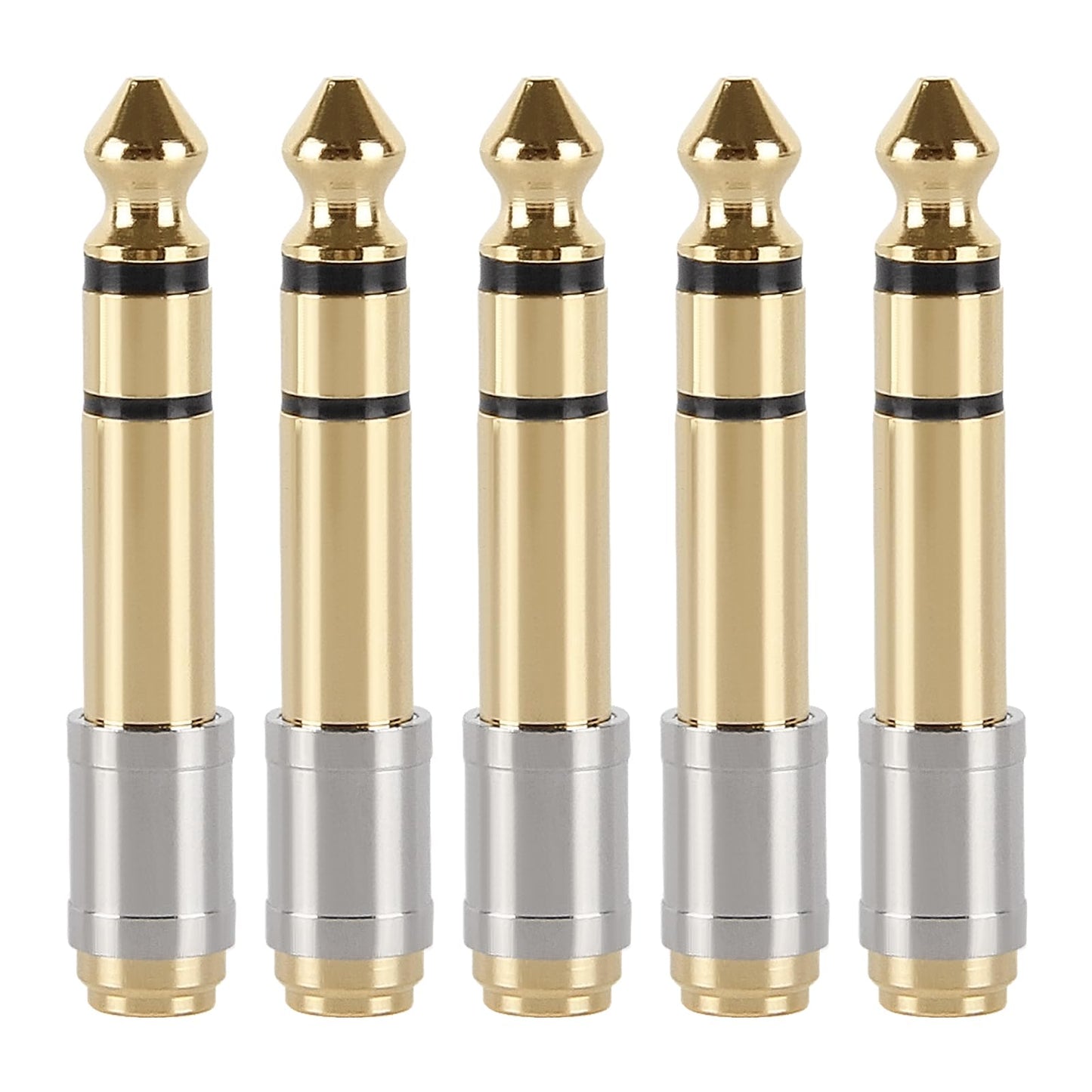 5Pcs 6.5mm 1/4" to 3.5mm 1/8" Audio Adapter Gold Plated Screw-On Stereo Adapter 6.35mm for Electronic Piano Microphone Adapter