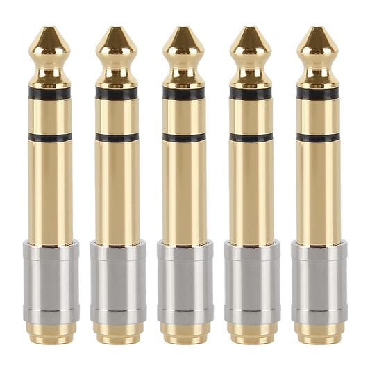 5Pcs 6.5mm 1/4" to 3.5mm 1/8" Audio Adapter Gold Plated Screw-On Stereo Adapter 6.35mm for Electronic Piano Microphone Adapter