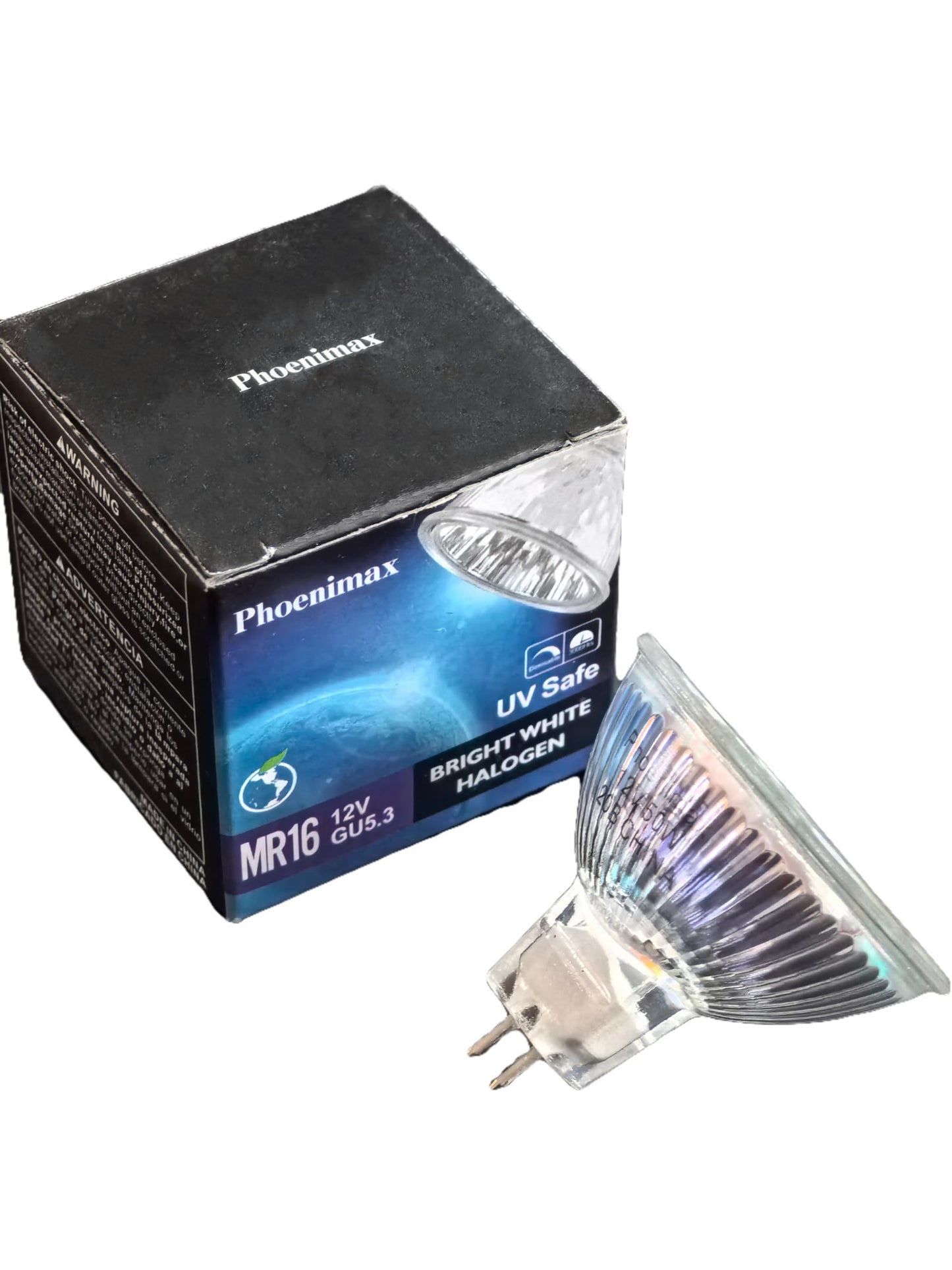 Phoenimax 6PCs MR16 12V 50W EXN High Output 800LM Halogen Bulb GU5.3 Pin Base, 2-Inch 38° Beam Angle, UV Stop Tempered Glass Cover, Dimmable Spot