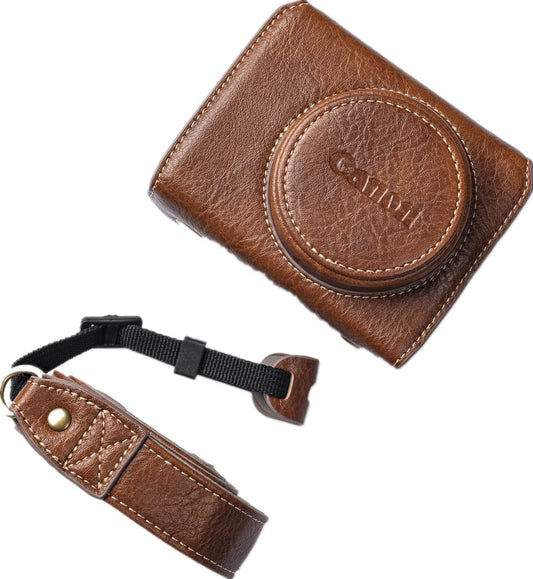 BolinUS Premium PU Leather FullBody Camera Case Bag Cover for Canon PowerShot G7 X Mark II/Mark III G7X2 G7X3 With Neck Strap (Brown)