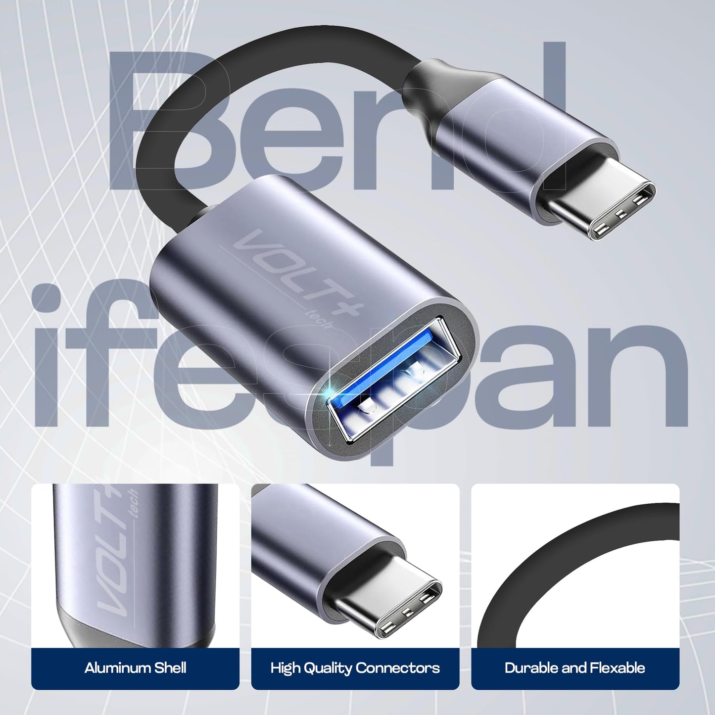 USB-C 3.1 to USB Adapter [2 Pack] 5Gbps Cable On The Go Type C Male to USB A Female Adapter Compatible with MacBook, iPhone 17/16/15 Pro…