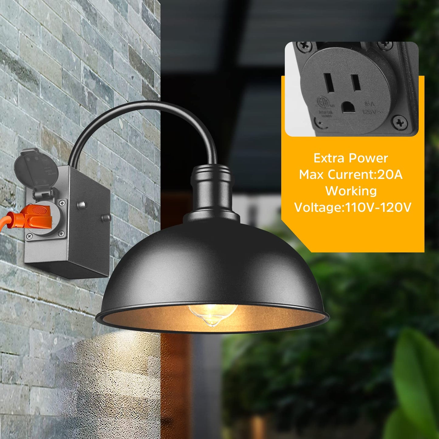Bdrofn 2-Pack Outdoor Wall Sconces, Exterior Farmhouse Gooseneck Barn Light, Vintage Matte Black Outside Wall Lighting Fixture, Anti-Rust Waterproof