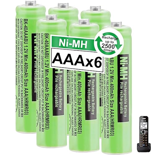 OSIM 6Pack BK-40AAABU Ni-MH AAA Rechargeable Batteries 1.2V AAA Ni-MH Rechargeable Batteries 400mah for Panasonic Cordless Phones, Remote Controls