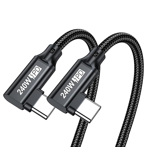 240W USB C to USB C Cable 10FT,Right Angle PD 3.1 Type C to C 5A Fast Charging Cable for MacBook Pro/Air,iPad