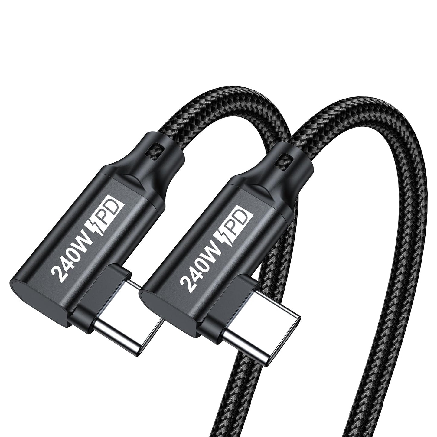 240W USB C to USB C Cable 10FT,Right Angle PD 3.1 Type C to C 5A Fast Charging Cable for MacBook Pro/Air,iPad