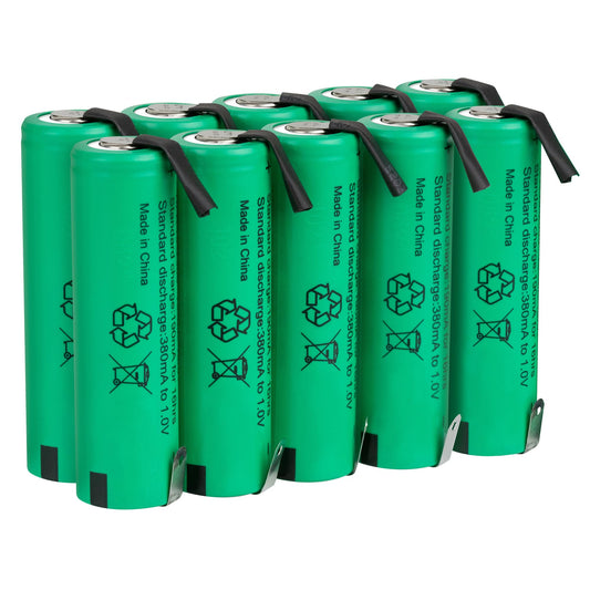 Tenergy AA 1.2V NiMH 2000mAh Flat Top Rechargeable AA Batteries with Tabs, 10 Pack