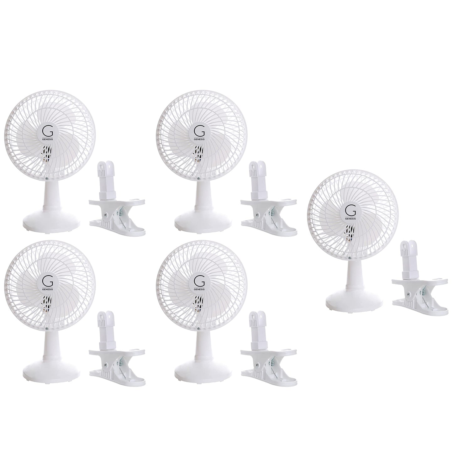 Genesis 6-Inch Clip Convertible Table-Top & Clip Fan Two Quiet Speeds - Ideal For The Home, Office, Dorm, More White (A1CLIPFANWHITE)