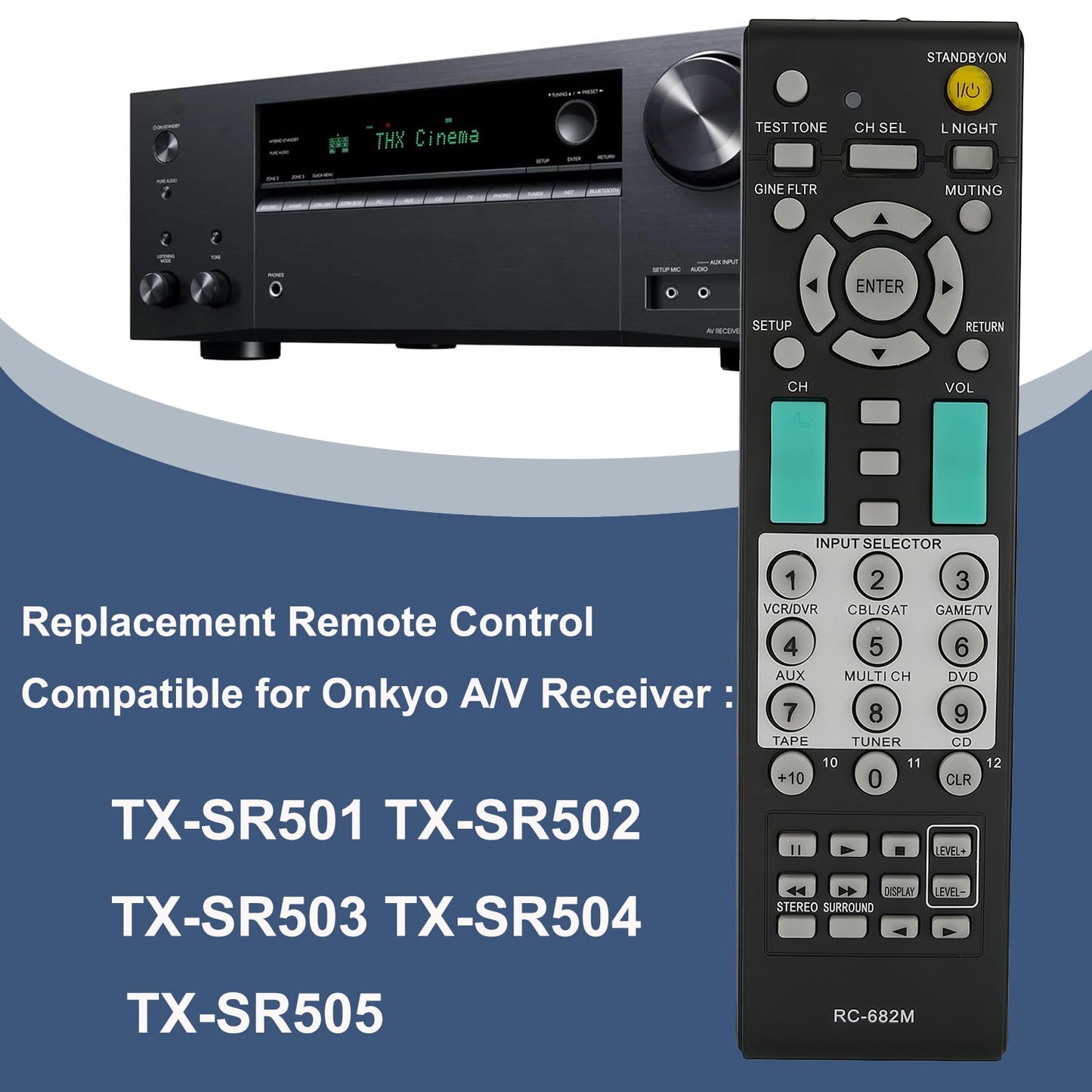 Universal Replacement Remote Controller Compatible for Onkyo A/V Receiver TX-SR501 TX-SR502 TX-SR503 TX-SR504 TX-SR505