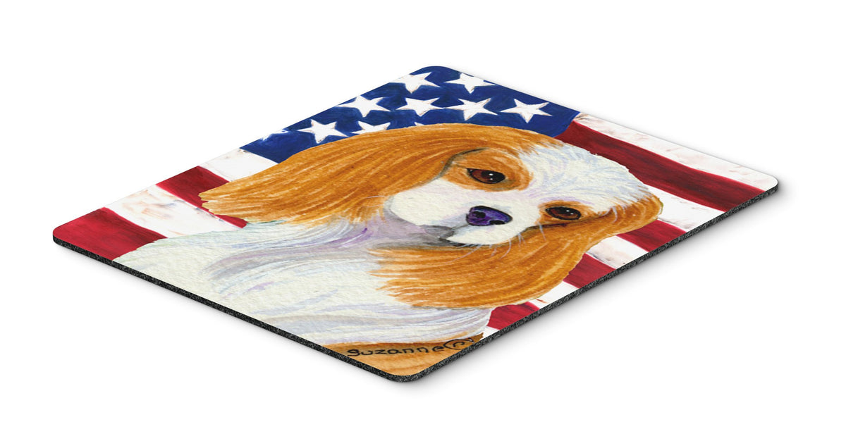 Caroline's Treasures SS4012MP "USA American Flag with Cavalier Spaniel Mouse Pad, Hot Pad or Trivet" for Home Office Gaming Working Computers Laptop
