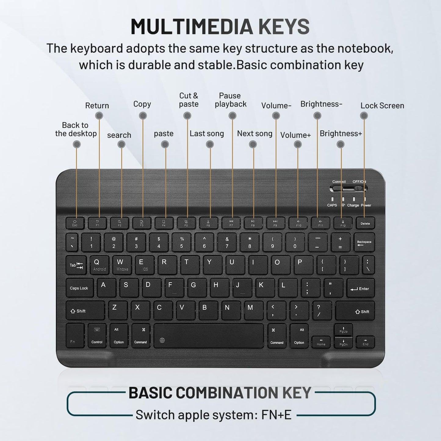 Bluetooth Keyboard and Mouse Combo Rechargeable Portable Wireless Keyboard Mouse Set for Apple iPad iPhone iOS 13 and Above Samsung Tablet Phone