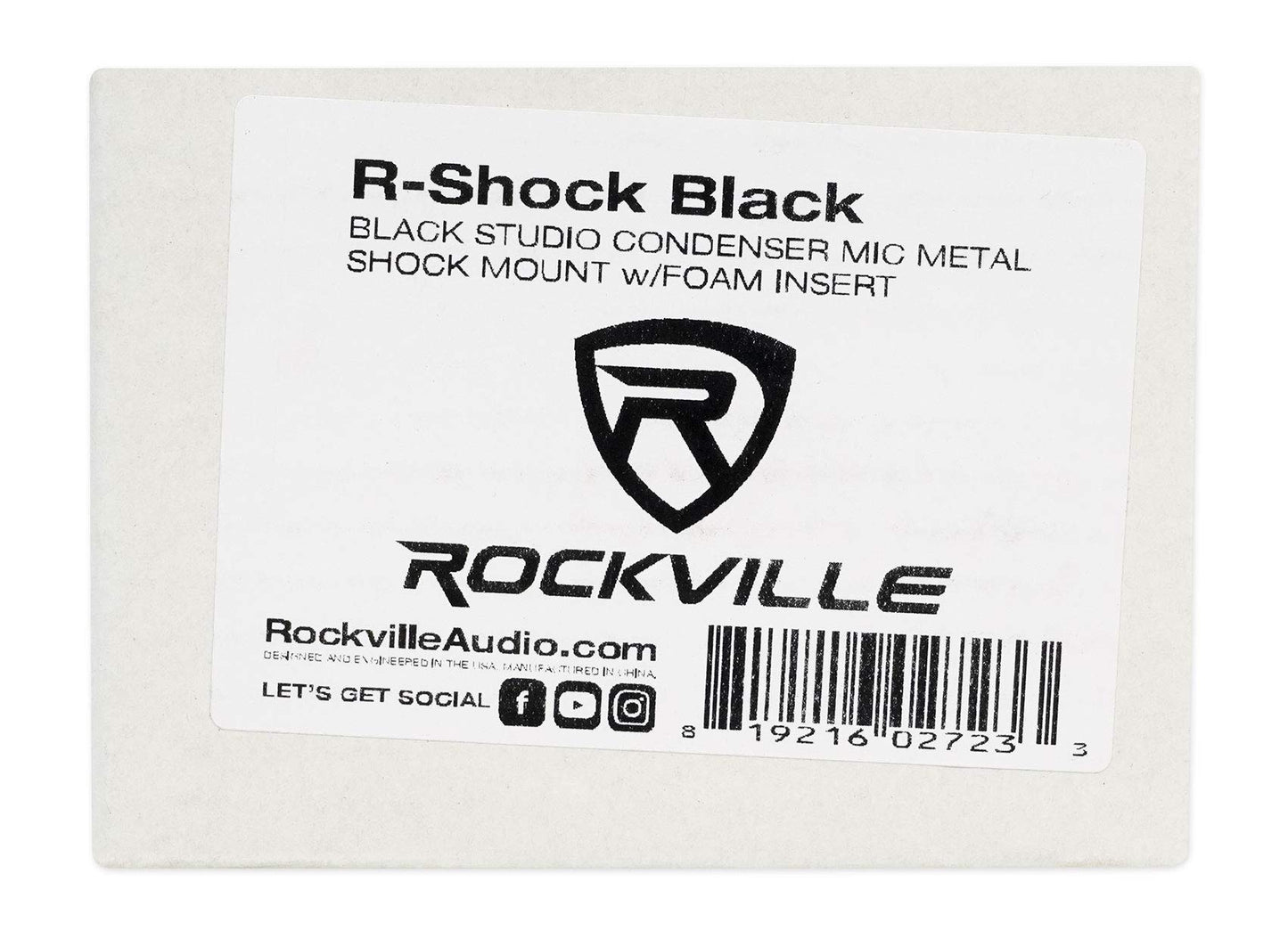 Rockville R-Shock Black Metal Shock Mount for Studio Condenser Microphones, 43-48mm Fit, Anti-Vibration Design, Durable Build, for Podcasting and