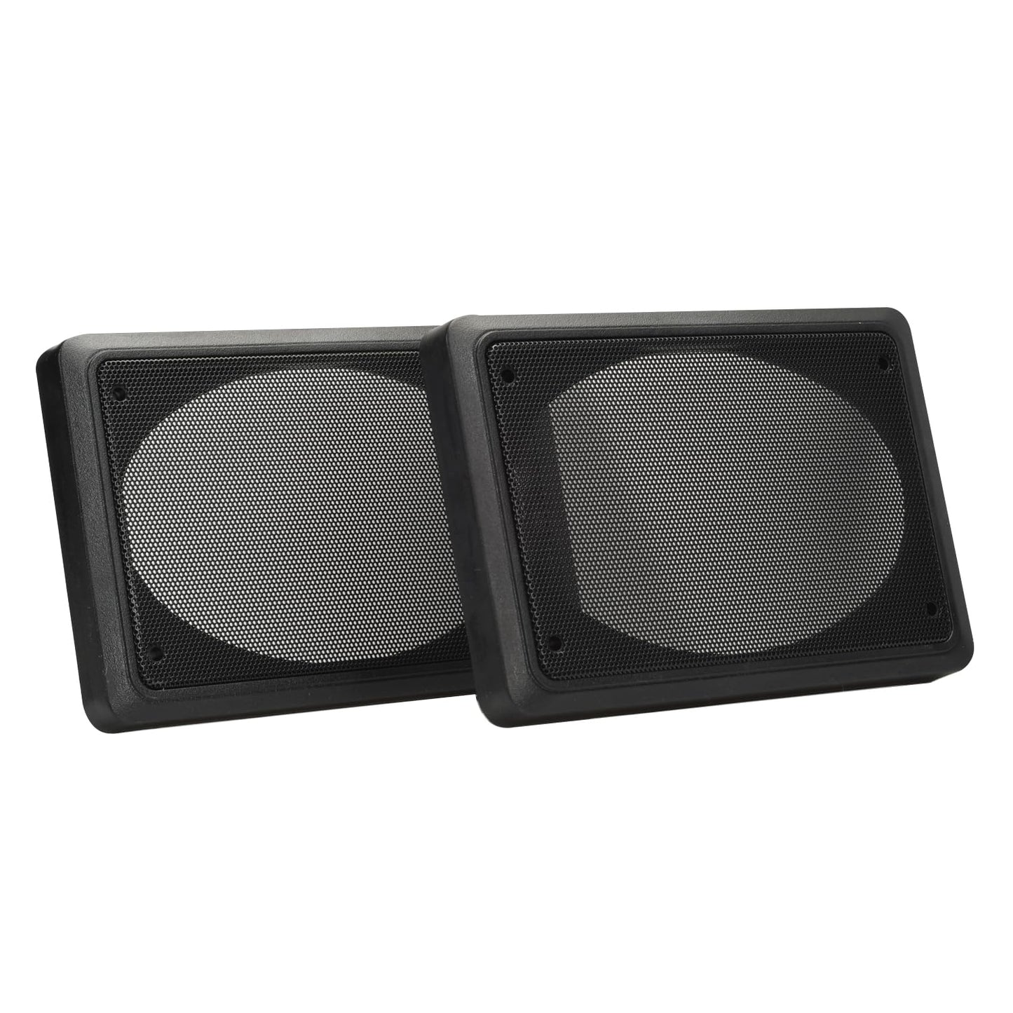 Speaker Grill Covers, 4 x 6 Inches, Black Satin A.B.S. Finish with Metal Mesh, Rectangular Shape, Pair