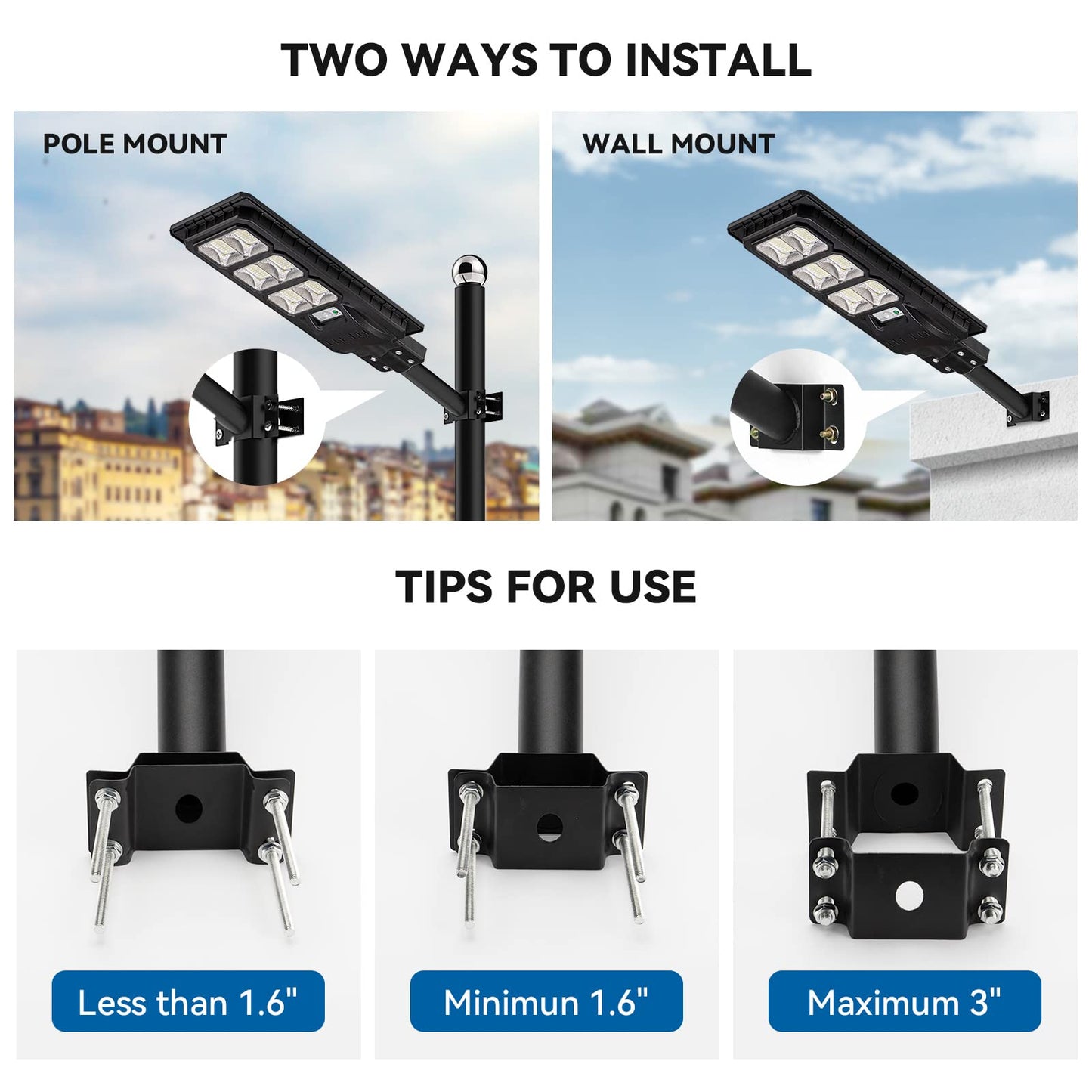 Mounting Brackets Extension Arm for Solar Street Light, Light Fixture Bracket Pole for Wall, Fence, Tree, Yard, Barn