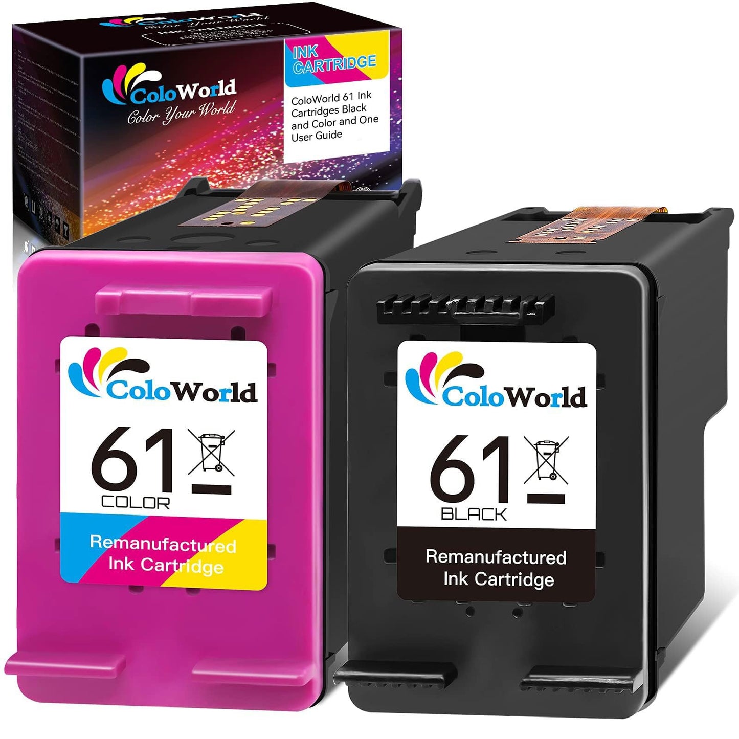 ColoWorld Ink Cartridge Replacement for HP 61 Ink Cartridge Combo Pack Fit for Envy 4500 4502 5530 DeskJet 2512 1512 2542 2540 2544 3000 3052a