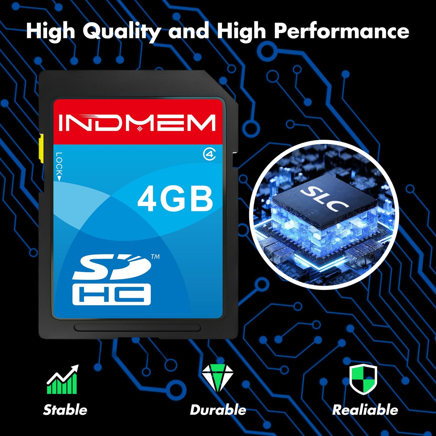 INDMEM SD Card 4GB 5 Pack SDHC Class 4 Flash Memory Card 4 GB Digital Camera Cards