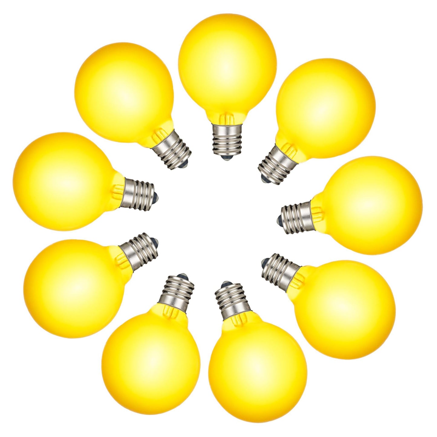 RetroGlo Satin Yellow G40 LED Globe Bulbs, 25 Pack, E12 Candelabra Base