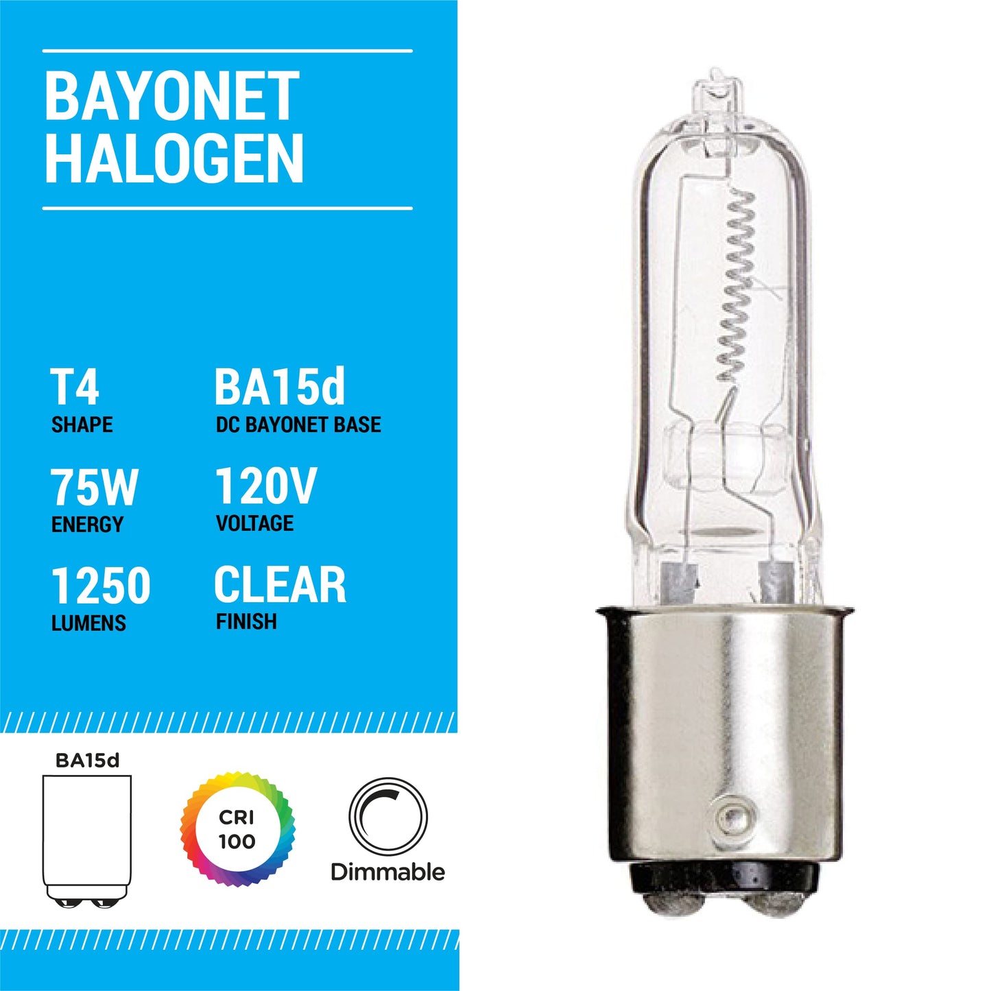 KOR (Pack of 10 Q75CL/DC 75-Watt Halogen JD Type T4 Light Bulbs