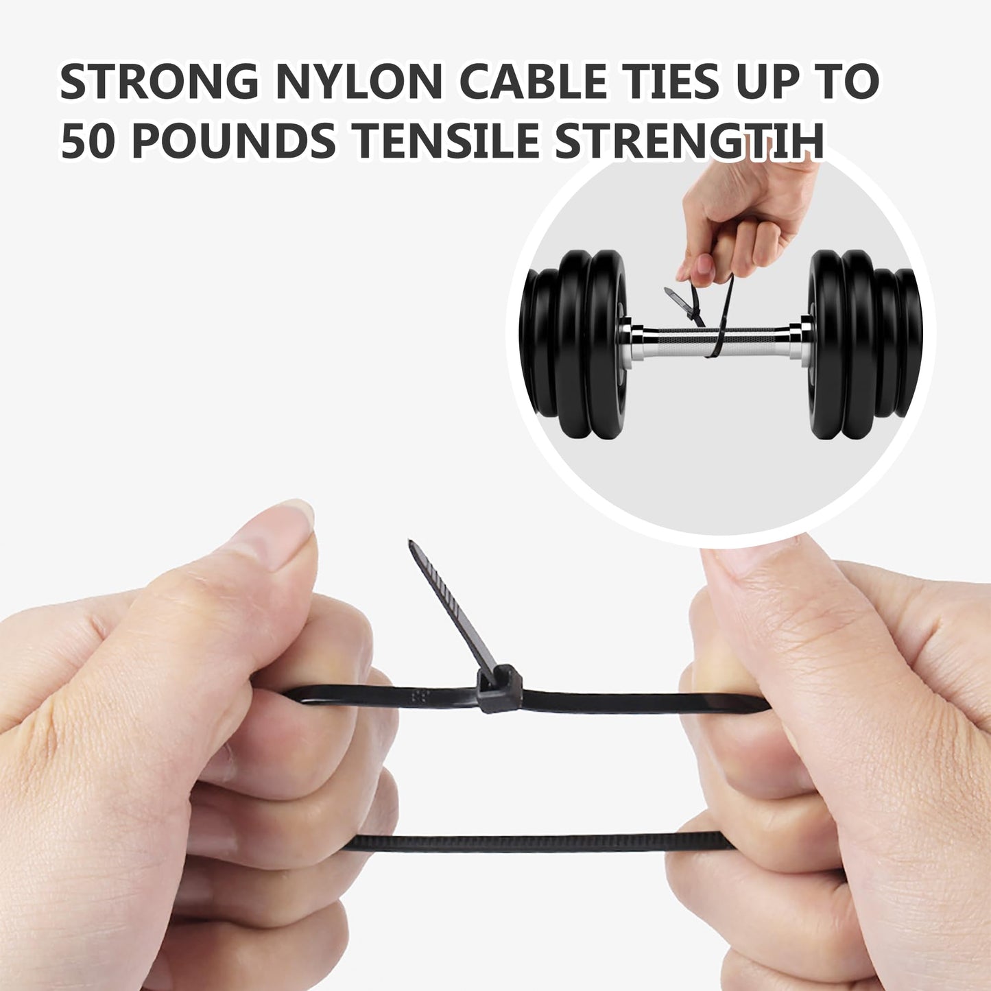 Zip Ties 6 inch Black Zip Ties 100 Pack, Wire Ties with 50lb Tensile Strength, UV Resistant Cable Ties, Self-locking Plastic Ties for Indoor