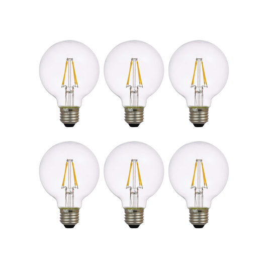Sylvania LED TruWave Natural Series Globe Light Bulb, 40W Soft White Medium Base, Dimmable, Clear - 6 Pack