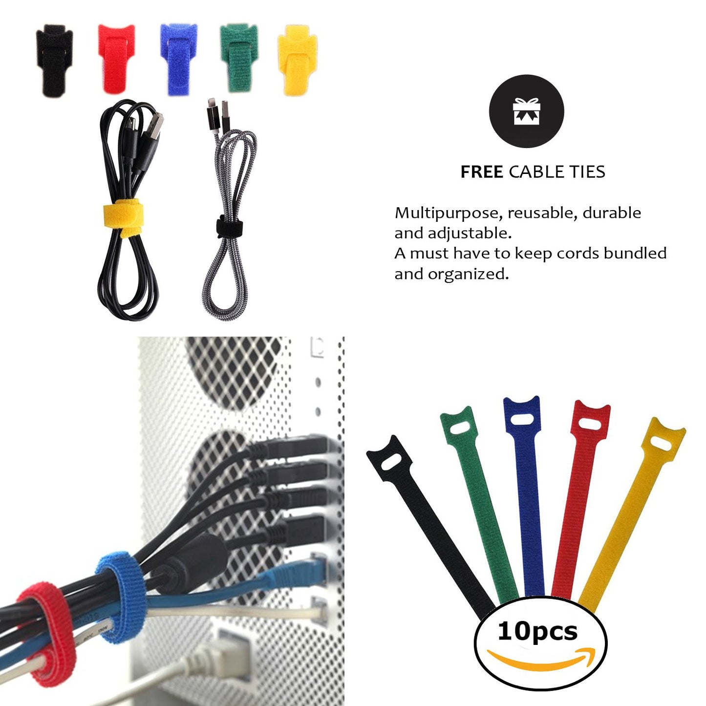 Premium 120" Cable Management Sleeve, Best Cords Organizer for TV On Wall, Computer, Office, DIY Adjustable Reversible Black and White Neoprene Cord