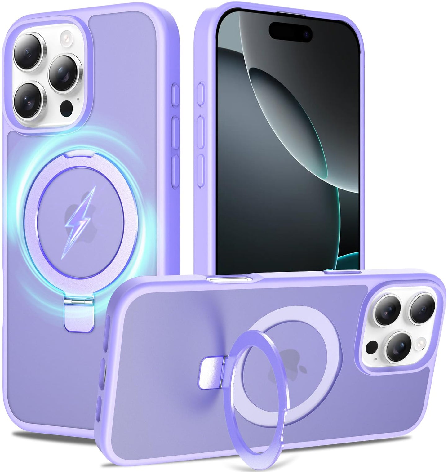 iYavvort Ultra-Magnetic Stand for iPhone 16 Pro Case [Military Drop Protection] [Compatible with MagSafe] Shockproof Translucent Matte Slim Ring