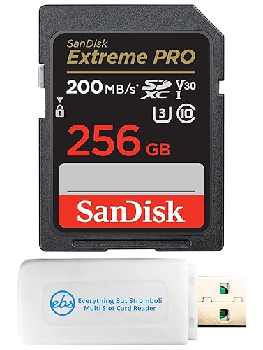 SanDisk 256GB Extreme Pro UHS-I SD U3 A2 V30 Memory Card Works with Sony Mirrorless Camera A7R V, ZV-1F and FX30 (SDSDXXD-256G-GN4IN) 4K UHD Bundle