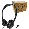 SmithOutlet Classroom Headphones Bulk 50-Pack for School Classroom Students K-12 | On-Ear Wired | Compatible with Chromebook, Computer, Laptop…