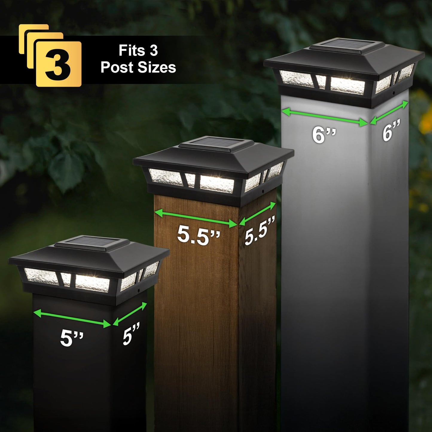 Classy Caps Oxford Solar Post Cap - Fits 6"x6", 5.5"x5.5", and 5"x5" Deck & Fence Posts - Warm/Cool Light Color Modes - Black Cast Aluminum and Real