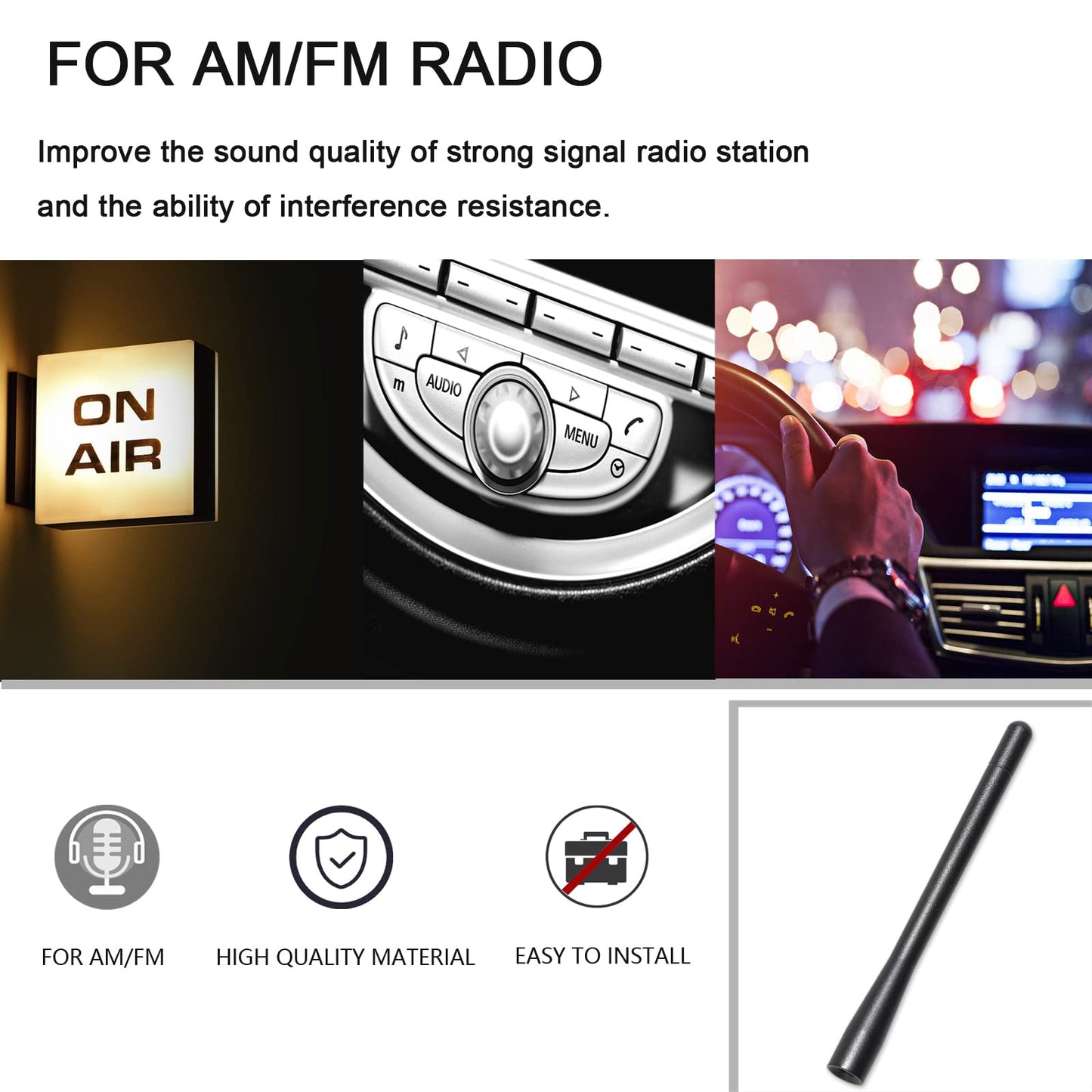 Anina 4.7" Car Radio Antenna Mast Compatible with 2006-2022 GMC Sierra Chevy Silverado Cobalt Aluminum Alloy Car Washproof Antenna for FM/AM Radio