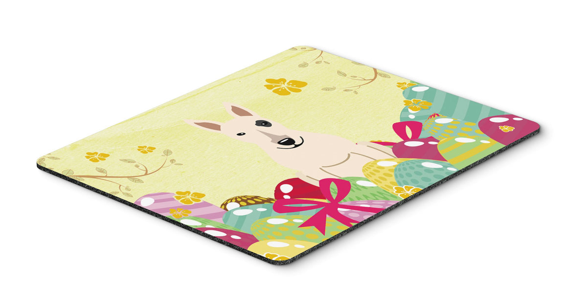 Caroline's Treasures BB6138MP Easter Eggs Bull Terrier White Mouse Pad, Hot Pad or Trivet for Home Office Gaming Working Computers Laptop Mouse