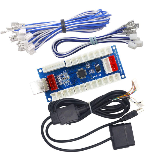 SJ@JX Arcade Controller Zero Delay Encoder PCB Board Arcade DIY Kit Joystick Button 5V Power for PC Raspberry Pi Android PS2 PS3
