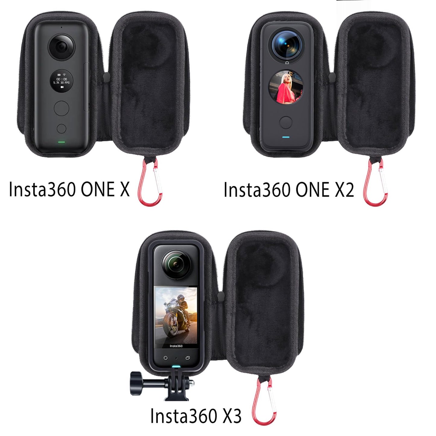Craznick Hard Carrying Case for Insta360 X3 Portable Surface Waterproof Mini Storage Bag Lens Protector Cover with Wrist Strap for Insta360 ONE