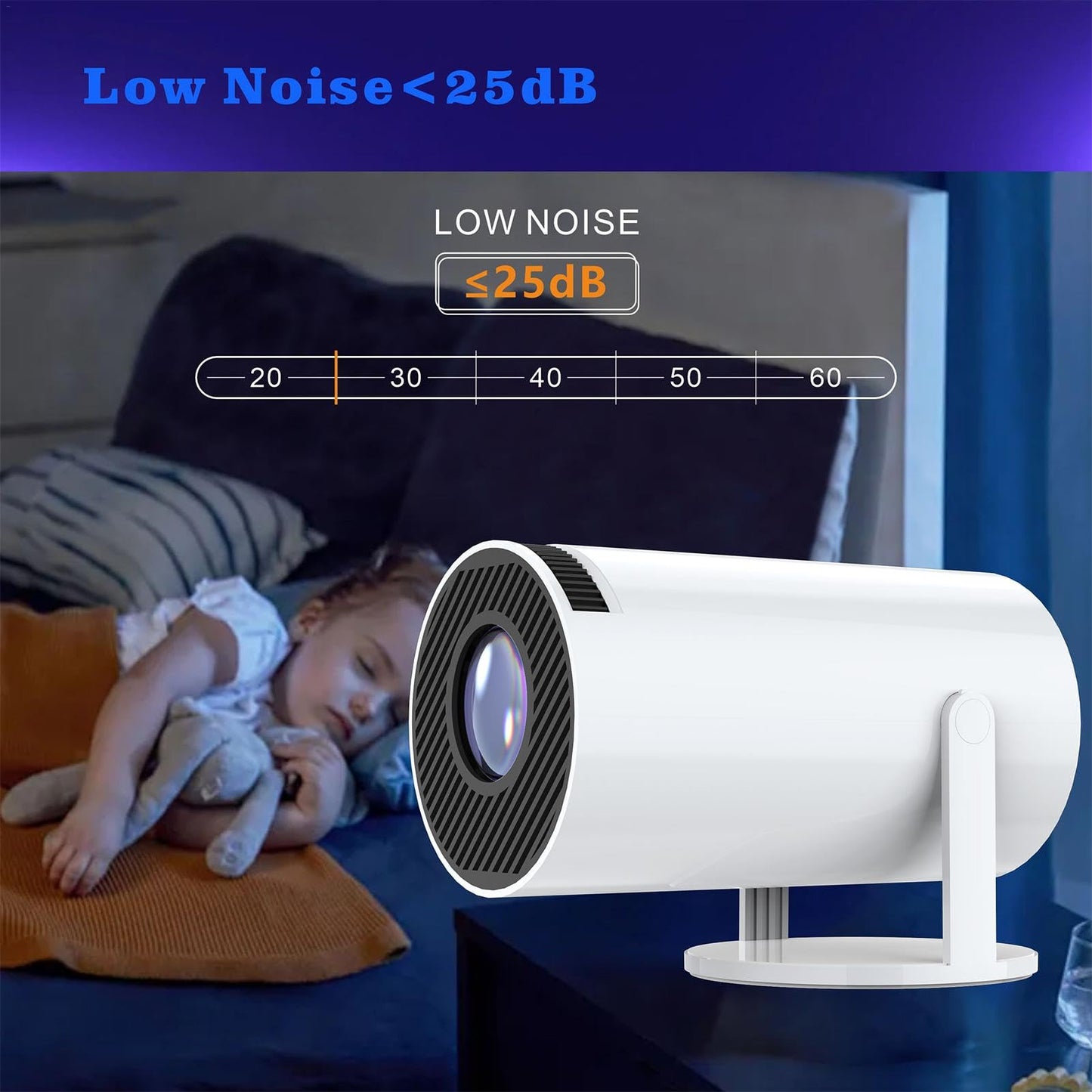 Small Portable Projector, HD 720P Phone Projector, 4K Wireless Video Projector - WiFi Enabled Projector, Auto Correction, 180 Degree Rotatable