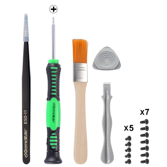 eXtremeRate Cross Screwdriver Set Opening Tools Repair Kits for PS4 All Model Controllers, for PS3 Controller with Spare Screws Tweezers Prying Tool