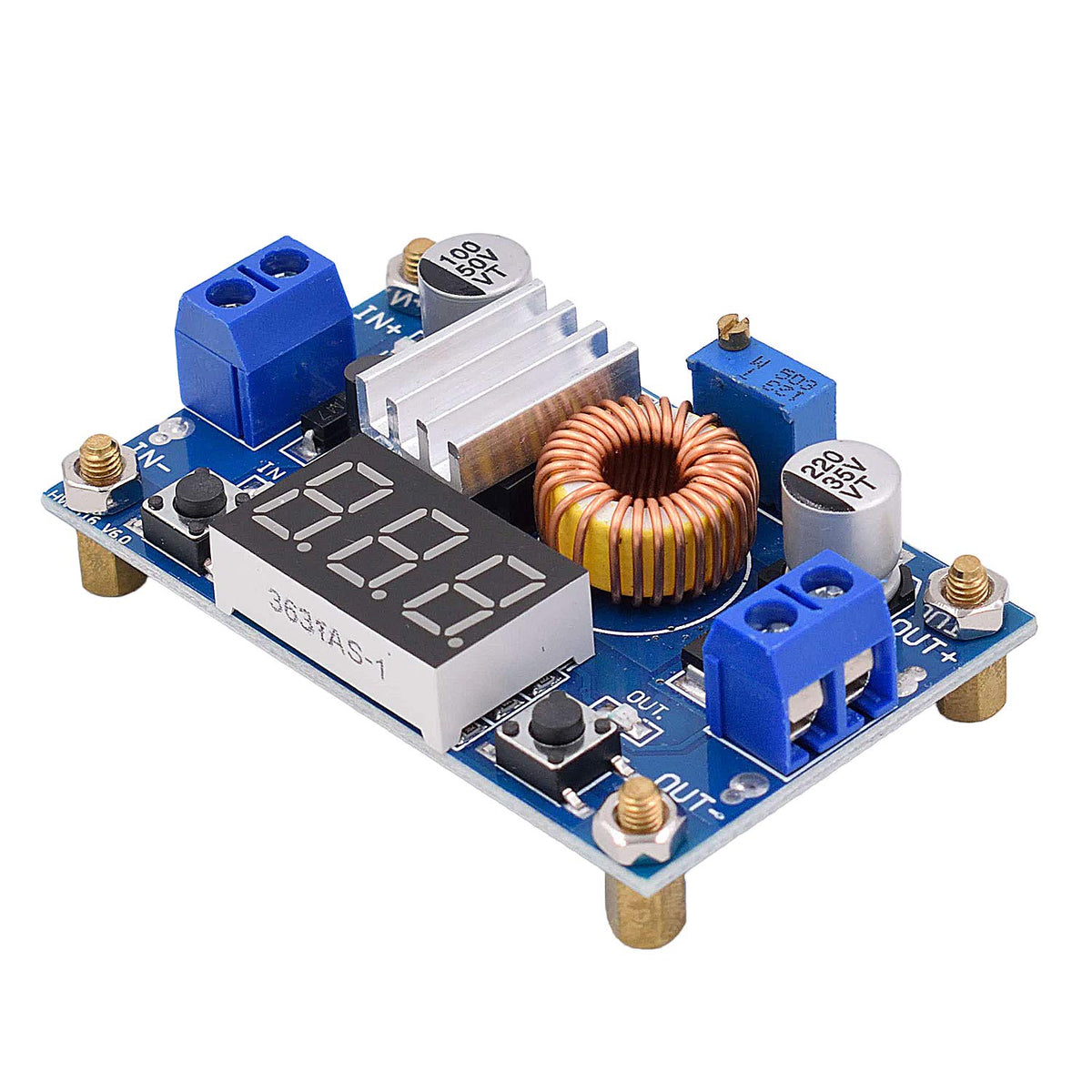 [2 Pack] DC-DC 5A Buck Converter 4-38V to 1.25-36V Step-Down Voltage Regulator High Power Module with LED Display