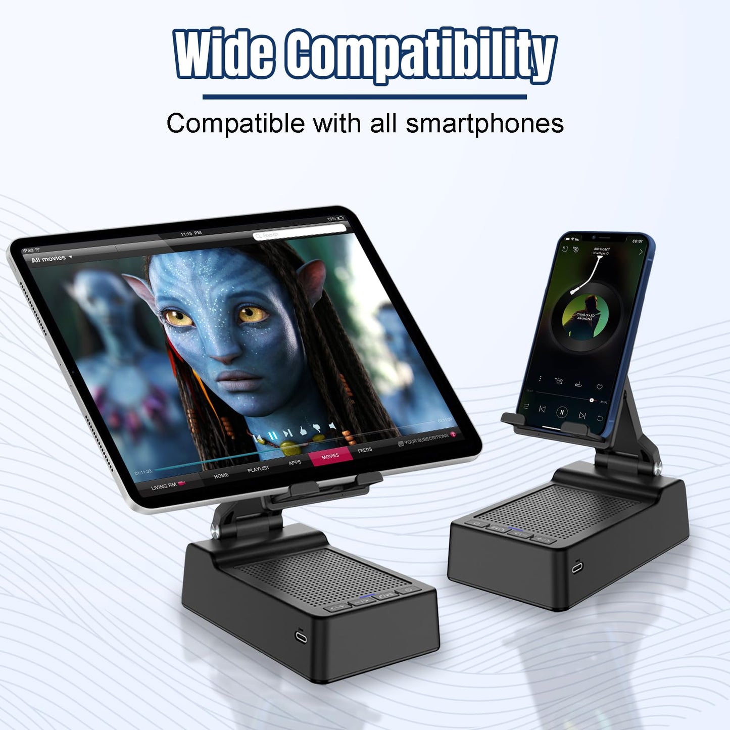 Gifts for Men,Cell Phone Stand with Wireless Bluetooth Speaker Anti-Slip Base HD Surround Sound Compatible with iPhone Smartphones,Cool Gadgets