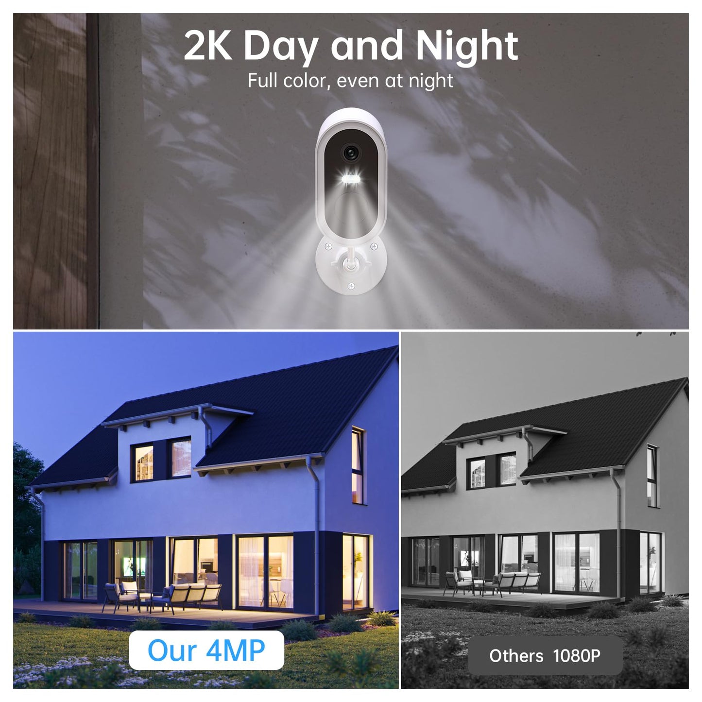 Recmoment Security Cameras Wireless Outdoor,2K Color Night Vision AI Motion Detection Spotlight Siren Alarm,5G/2.4G WiFi Home Indoor Camera Two-Way